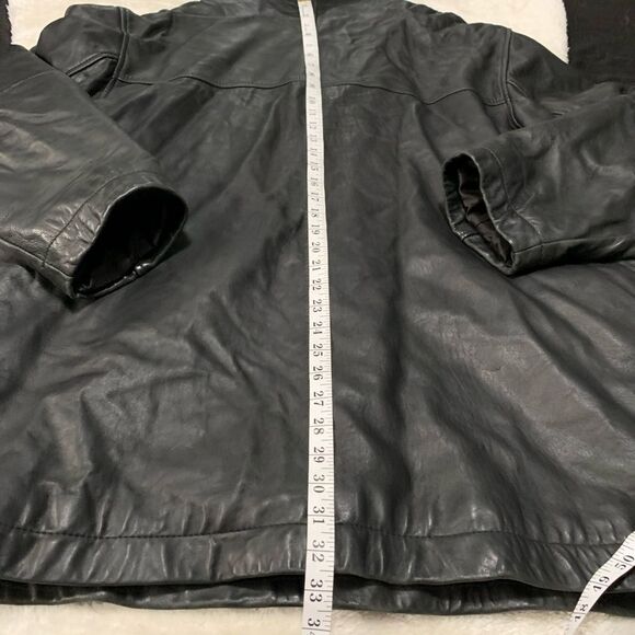 Claiborne Mens Black Button Down Leather Lamb skin Jacket Y2K Sz XXL Thinsulate - Picture 7 of 10